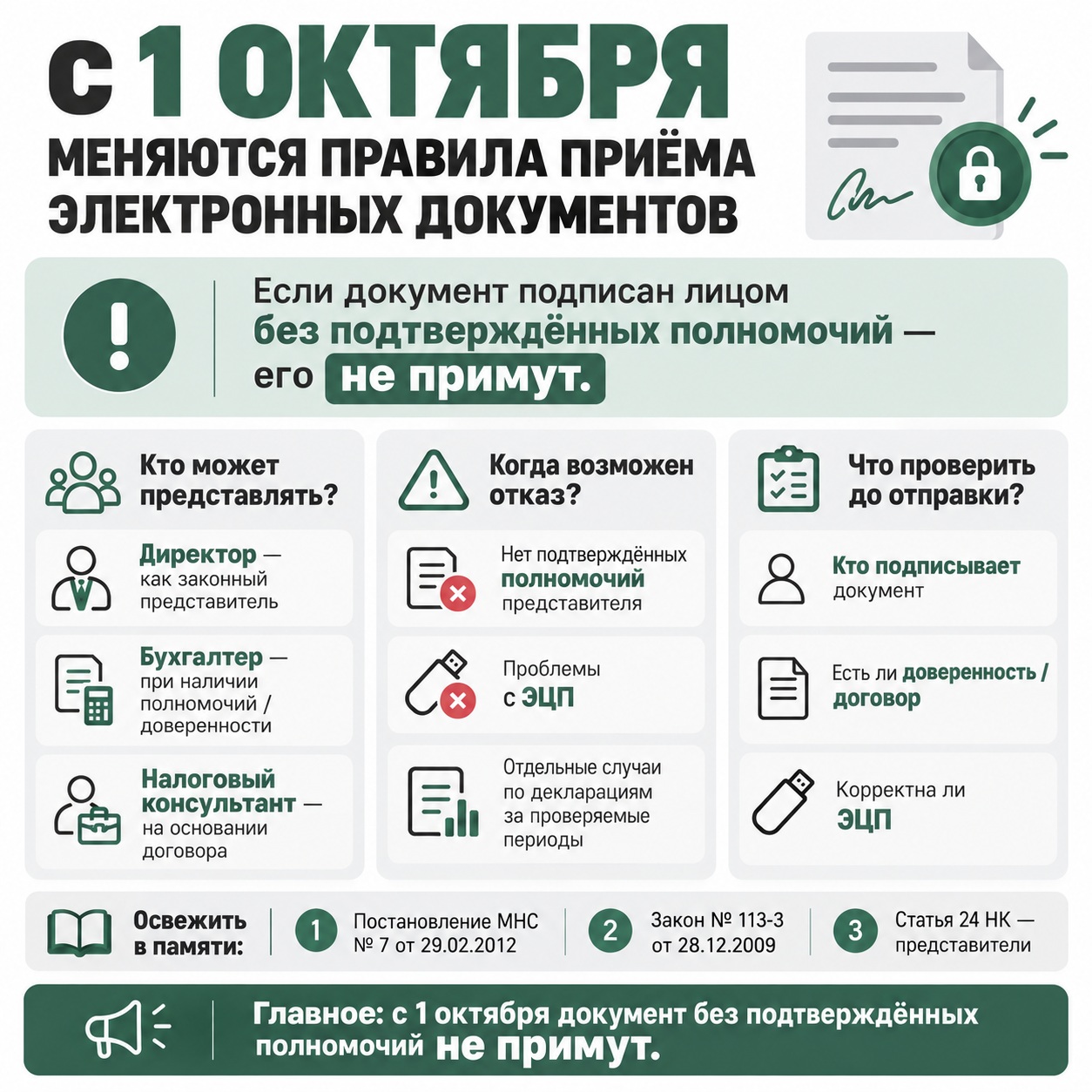 С 1 октября меняются правила приема электронных документов